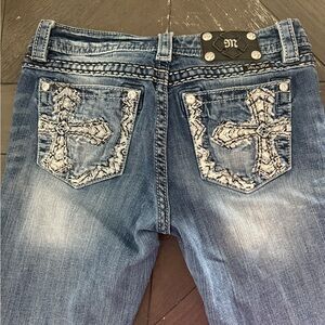 Miss Me Blue Boot Cut Jeans with Embellished Details